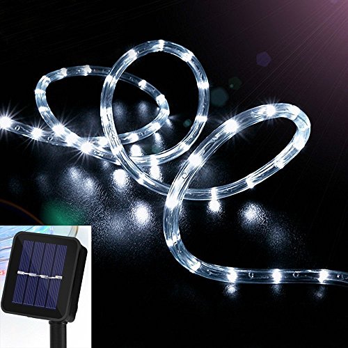 image for Solar Rope String Lights White,AMZSTAR 100 LEDs Waterproof Copper Wire