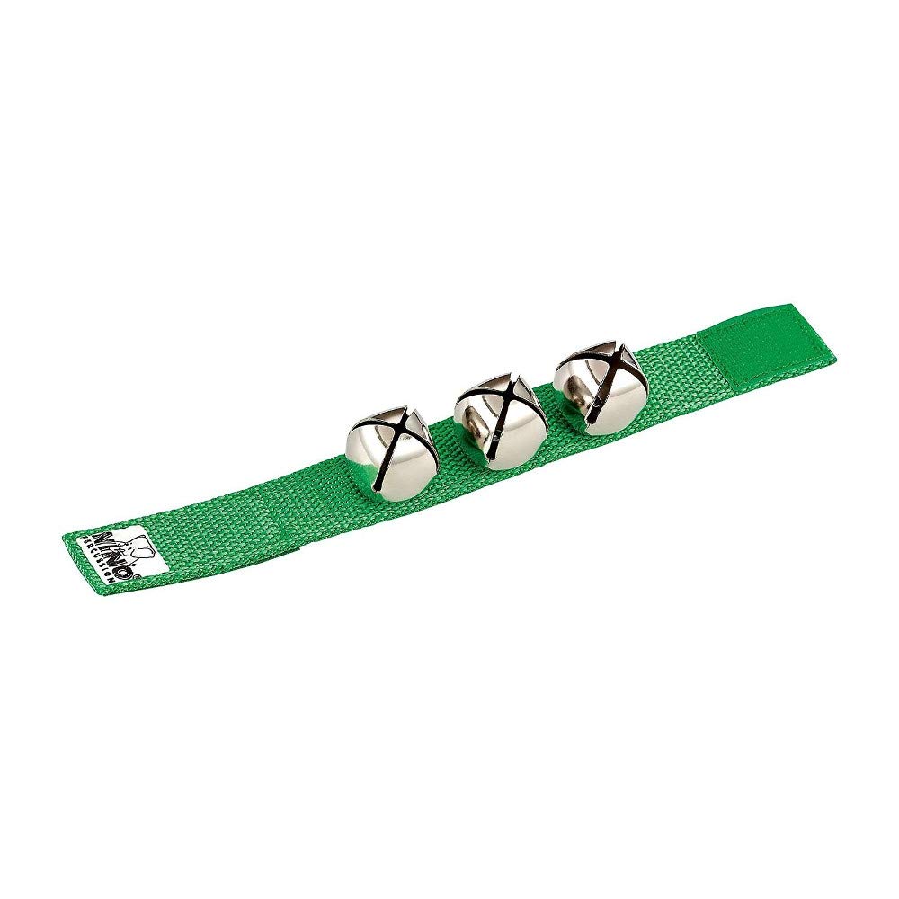 Nino Percussion Wrist Bell Instrument - Musical Instrument for Children from 4 Years - With hook and loop fastener - Nylon, Green (NINO961GR)
