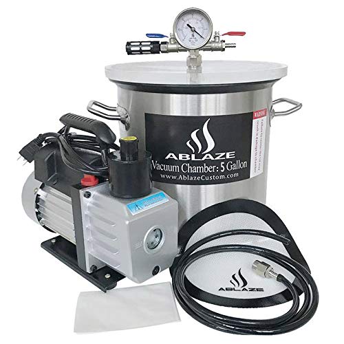 ABLAZE 5 Gallon Stainless Steel Vacuum Degassing Chamber and 3 CFM
