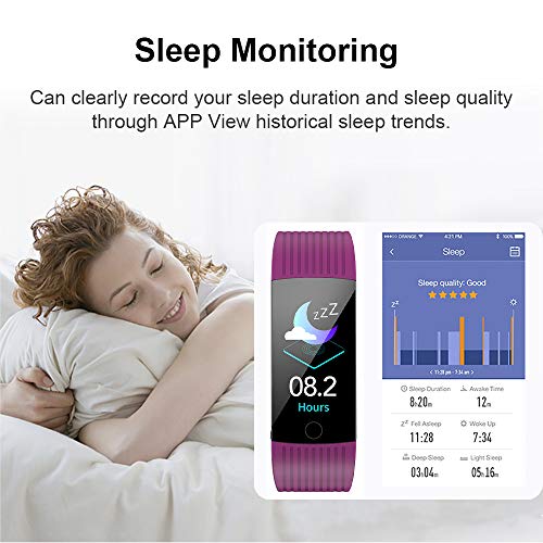 Fitness Tracker, Activity Tracker with Heart Rate Monitor, 1.14 inch Fitness Watch with Sleep Monitor IP69 Waterproof, Step Counter Pedometer SMS Push Smart Watch for iOS Android Phone