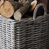 CIDBEST Grey Medium Square Wicker Rattan Fireside Log Basket Wood Storage view 3