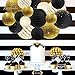 NICROLANDEE Black Gold Party Decorations - 20Pcs Black Metallic Foil Paper Lantern with Gold Foil Metallic Fringe Curtains for Wedding Birthday Graduations Party Prom Anniversary Party Supplies