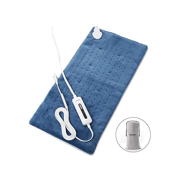 MaxKare Heating Pad for Back Pain, Neck and Shoulders and Cramps, Large 12" x 24" Size Ultra-Soft and 3 Heat Settings with Auto Shut Off, Moist & Dry Heat Options and Fast Heating