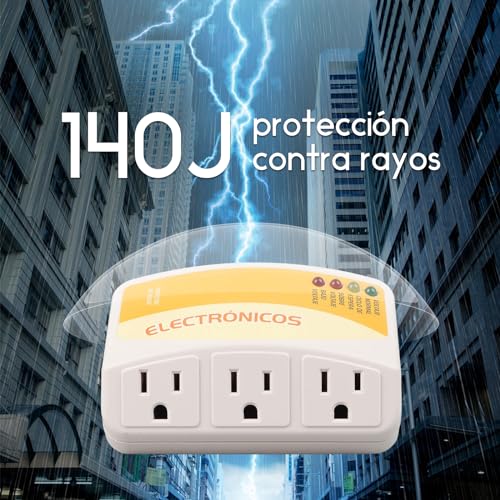 1 pcs Protector de voltaje de 3 tomas,1440W, 120V,12A,Protege contra sobretensiones de alto y bajo voltaje,Supresor de picos para Refrigerador,Congelador, Lavadora,TV,Microondas, Aire acondicionado