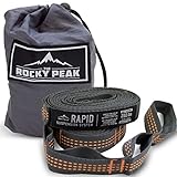 NEW Hammock Tree Straps (2pc) Heavy Duty No Stretch Suspension System - Fast Easy Setup - Fits Any Hammock - by The Rocky Peak