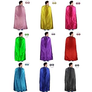 Adults Superhero Cape Cloak for Men & Women with Mask Dress up Party Costumes 10 Color Set