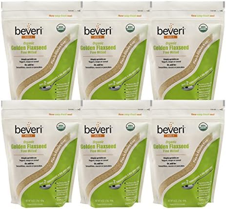 Beveri Organic Whole Golden Flaxseed, 16 Ounce (Pack of 6)