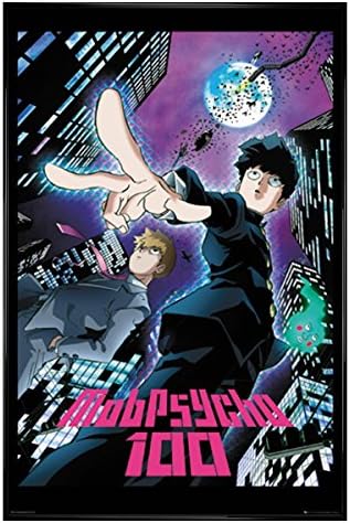 Mob Psycho 100 Gloss Black Framed City Maxi Poster 61x91.5cm