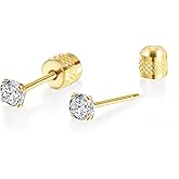 Titanium Earrings Push-in Threadless Flat Back Stud Earrings for Women Men, Cartilage Earring Hypoallergenic Cubic Zirconia Earrings Studs for Helix Tragus Piercing Jewelry