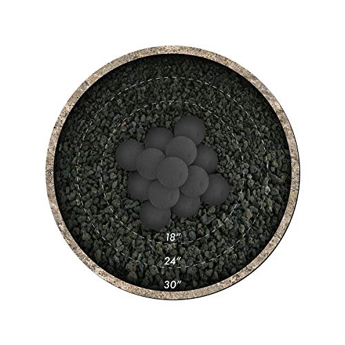 Ceramic Fire Balls | Set of 14 | Modern Accessory for Indoor and Outdoor Fire Pits or Fireplaces - Brushed Concrete Look | Midnight Black, 4 Inch
