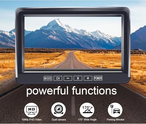 1080P Wired Backup Camera with 7 Inch HD Screen Night Vision Color Starlight 12V-24V Compact Camera Easy to Install for SUV Car Camper Truck Van IP69 Waterproof Cable 15m