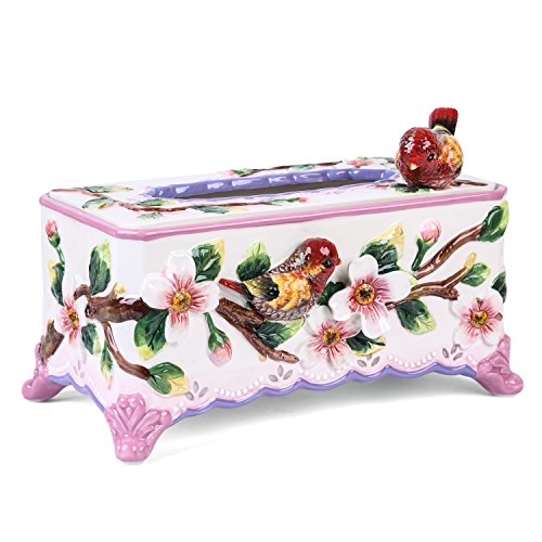 FORLONG FL9003 Ceramic Facial Tissue Dispenser Box Paper Dispenser Box Tissue Holder for Bathroom Vanity-Dogwood