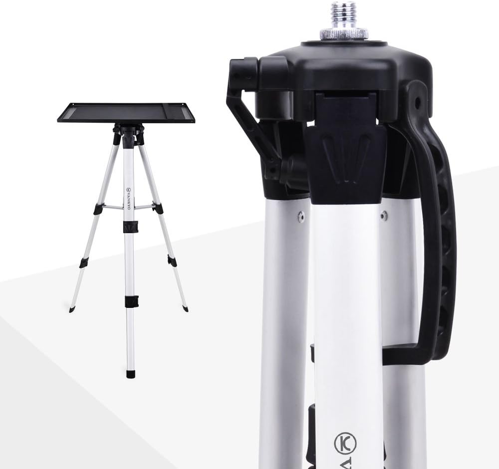VANKYO Aluminum Tripod Projector Stand, Adjustable Laptop Stand, Multi-Function Stand, Computer Stand Adjustable Height 17'' to 46'' for Laptop with Plate and Carrying Bag (1-Silver): Electronics