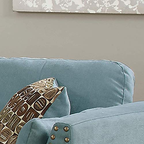 Poundex Bobkona Zenda Velvet 2 Piece Sofa and Loveseat Set, Hydra Blue