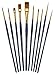 Art Brush Set-10 Piece Golden Nylon-Watercolor and Acrylic Detail Paint Brushes-Short Handle-Model Painting-Face Painting-Paint by by Numbers-Ceramics-Any Detail Painting