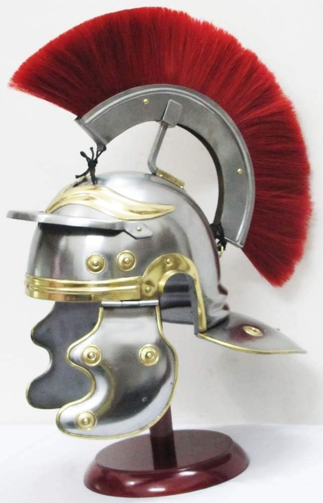 Roman Centurion Medieval Knight Helmet Warrior Armor Halloween costume Metal Red Plume with inner liner - Image 3