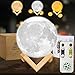 Moon Lamp Moon Light 3D Moon Lamp - Seamless - 3 Color Moon Night Light with Stand - Mood Lamp Book, Globe, Cool Lamp, USB Charging, with Wooden Stand, Box, Kids, Moonlight LED, 5.9 in