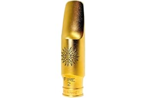 Theo Wanne Fire 2 Alto Saxophone Mouthpiece - 24 Carat Gold Plated - Long Step Baffle - Bright, Fiery and Contemporary Sound - Small Chamber Includes Reed Replacer Cap