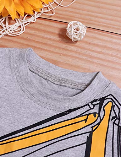 Toddler Baby Boy Clothes Short Sleeve Funny Letter Sweatshirt Top + Camouflage Shorts Summer Breathable Outfit Set (Grey, 4-5 T)