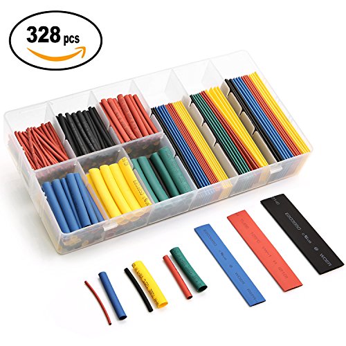 Heat Shrink Tubing 328pcs innhom Ratio 2:1 Insulation Protection Flame Retardant Heat Shrink Tube Sleeving Wrap Car Electrical Cable Wire Kit Set in a Clear Plastic Box 3 Year Warranty