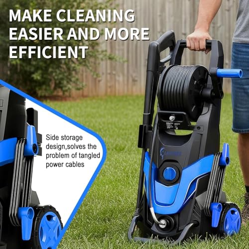 2026 Upgrade Pressure Power Washer 4800PSI w/4 Different Pressure Tips, Inlet Hose & Filter&500ML Soap Tank, High Cleaning Machine for Cars/Fences/Driveways/Patios/Home Cleaning, Blue