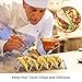 Taco Holder 2 Pack Taco Stand for 8 to 10 Tacos, Stainless Steel Rustproof Taco Rack Holds Up to 4-5 Tacos Each, Taco Tray for Soft Hard Shell with Silicone Protective Tips Oven,
