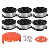 Eyolotyi AF-100 Replacement Spools for Black Decker GH900 GH600 LST522 LCC140 String Trimmer Weed Eater Refills 30ft 0.065" Auto-Feed Spool,8 Pack (6 Replacement Spool, 2 Trimmer Cap)