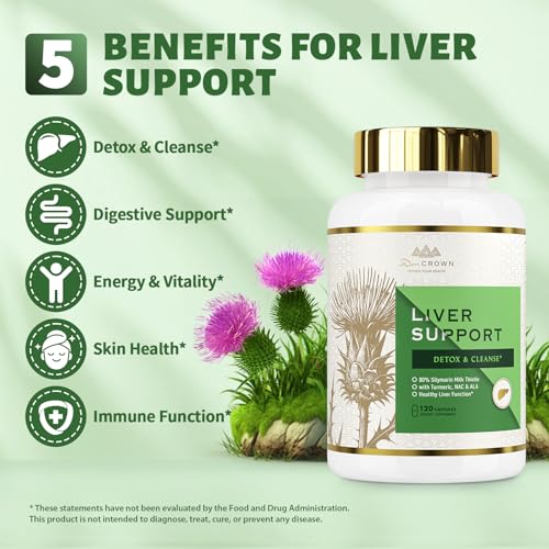 Liver Cleanse Detox & Repair -Milk Thistle Supplement, 80% Silymarin, with N-Acetyl Cysteine(NAC), Artichoke, Turmeric & Dandelion for Liver & Antioxidant Support, All-Natural, Gluten Free, Non-GMO