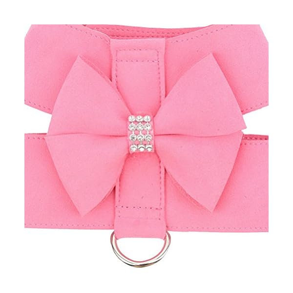 Zunea Set di imbracatura e guinzaglio per gatto/cane piccola taglia scamosciato pettorina morbido con fiocco e strass…