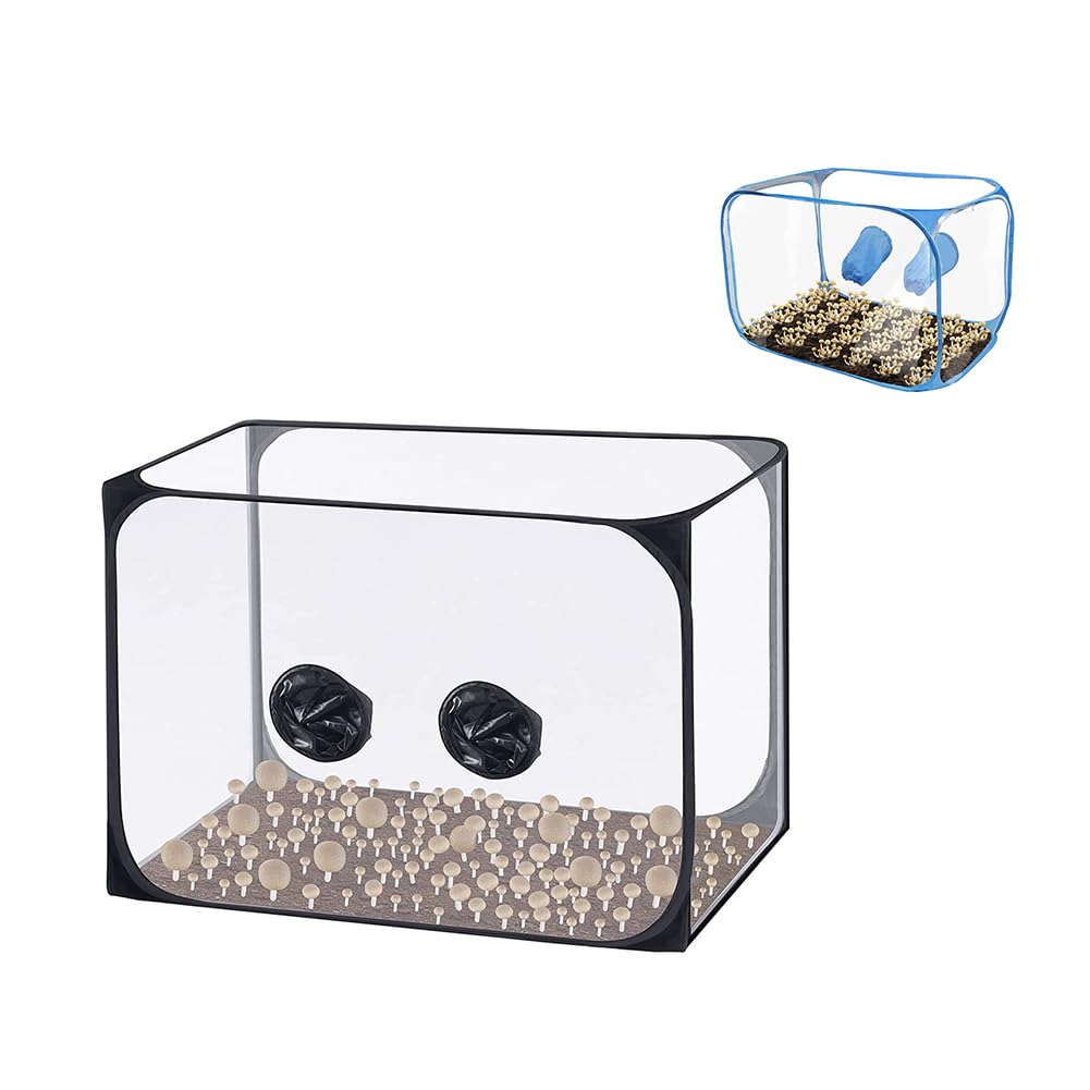CuteHairy Still Air Box,Portable Mushroom Grow Tent,Compact Pop Up Mushroom Container for Spores Mycology Horticulture,35.8x23.2x22.8inch Black