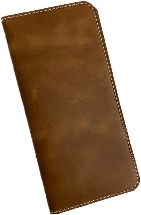 iblunt Genuine Cowhide Leather Tall Passport Holder Travel Wallet Cover Long Document Vaccination Certificate Pass Credit Card Purse Case Money Banknote Boarding Pass Cover 20.32 cm x 10.16 cm Tan