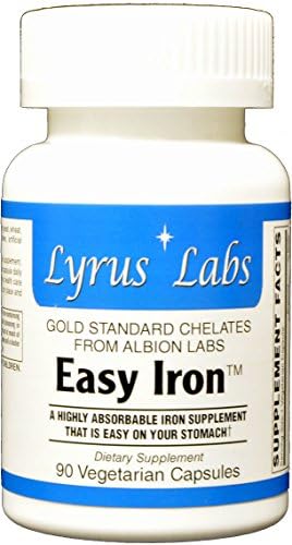 Lyrus Labs Easy Iron 25 mg from Ferrochel Ferrous Bisglycinate- 90 Vegetarian Capsules