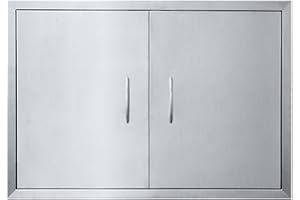JIE JIN 31" W X 24" H Outdoor Kitchen Doors Double Doors Thickened 304 Brushed Stainless Steel BBQ Access Door BBQ Island Doors Outdoor Kitchen Accessories Door for Outdoor Kitchen BBQ Island