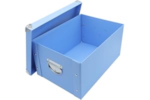GUOZI Collapsible Storage Box, Decorative Memory Box with Lid & Metal Reinforced Corners, Cardboard File Bin with Handles, Organizer Gift Box for Keepsake Toy Photos Office Nursery Wardrobe Bookshelf