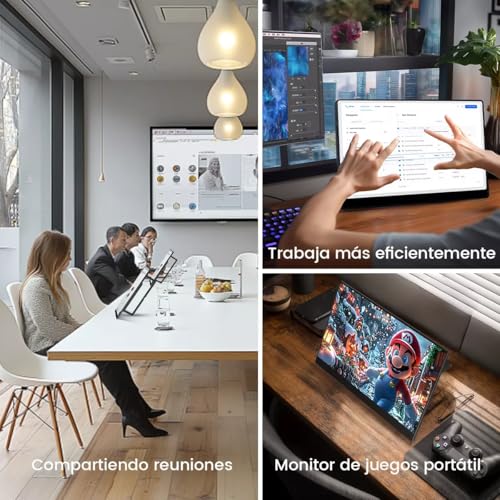 CNHVEIF Monitor Portátil, Pantalla de 15.6'' FHD 1080P 178 IPS, Segundo Monitor Externo Touch, Pantalla de Juegos, Altavoces Duales Incorporados, con HDMI/USB C para Xbox PS5 Switch Teléfono