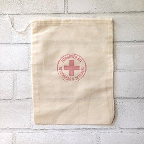 Hangover Kit Bag | 8X10 Bachelorette Favor Bags Wedding Welcome Party Favor Muslin Bag | Bride Bridesmaid Gift Bag In Sickness and In Health Bridal Party