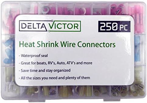 250 PCS Heat Shrink Connector Kit - Weatherproof Insulated Crimp Marine & Automotive Electrical Wire Terminal Set by DELTA VICTOR