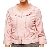 Women's Ruffled Edge Lightweight Jacket by Hanna & Gracie Pastel Pink Small