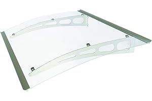 ADVANING DA4735-PSS1A PA Series, Premium Quality Crystal Polycarbonate Door/Window Awning Ideal for Rain, Snow and UV Protection, 47"W x 35"D, Clear/Silver Brackets