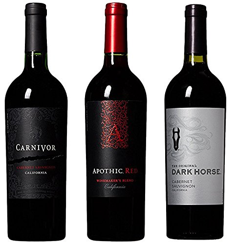 King of the Reds Dark Horse, Apothic and Carnivor Red Wine Mixed Pack, 3 x 750 mL