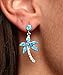 Sterling Silver Created Blue Opal & CZ Palm Tree Earrings