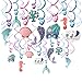 Konsait Mermaid Hanging Swirl Decoration Home Ceiling Wall Decor for Baby Shower Birthday Bridal shower Party Favor Supplies-Mermaid Tail,Hippocampus,Shell,Dolphin for Boy Girls Kids (30Pack)