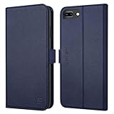 iPhone 8 Plus case iPhone 7 Plus case ZOVER Genuine Leather Case Wallet Cover with Kickstand Feature Card Slots & ID Holder and Magnetic Closure for iPhone 7 Plus iPhone 8 Plus Navy Blue