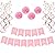 Birthday Party Pack - Pastel Pink Happy Birthday Bunting, Poms, and Swirls Pack- Birthday Decorations - 21st - 30th - 40th - 50th Birthday Party Supplies