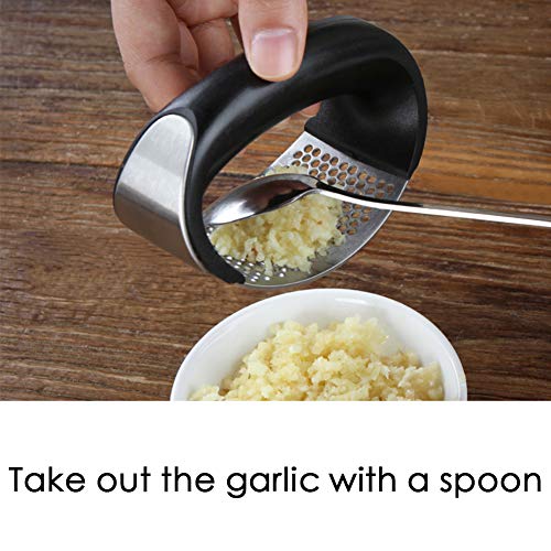 Neepanda Stainless Steel Garlic Press Rocker Garlic Chopper Crusher Rocking Solid Mincer Ginger Crusher Squeezer - Easy to Clean, Dishwasher Safe, Perfect Gift for Any Occasion