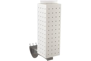 Azar Displays 700231-WHT 4" W x 4" D x 12" H Four-Sided Revolving Pegboard Display with Extension Rod in Solid White