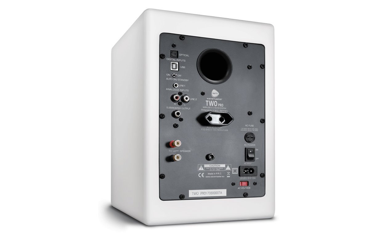 Wavemaster TWO PRO white – Regallautsprecher-System (110 Watt) mit Bluetooth-Streaming, digitalen Anschlüssen und IR-Fernbedienung Aktiv-Boxen Nutzung für TV/Tablet/Smartphone, mattweiß (66351) 4