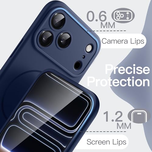 JETech Magnetic Silicone Case for iPhone 17 Pro MAX 6.9 Inch, Compatible with MagSafe, Silky Soft, Shock Absorption Case with Camera Lens Protection (Dark Blue)