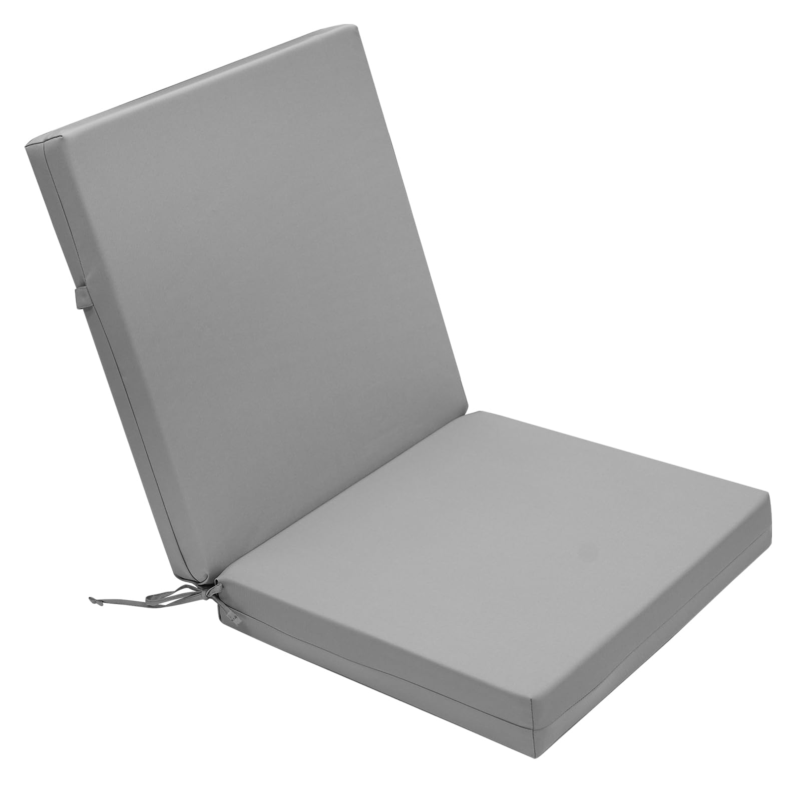 Photo 1 of Metliv Outdoor High Back Cushions Patio Fade Resistant Chair Cushion with Ties, Waterproof Solid Seat and Back Chair Cushion, 42" L x 21" W x 3" T, Light Gray