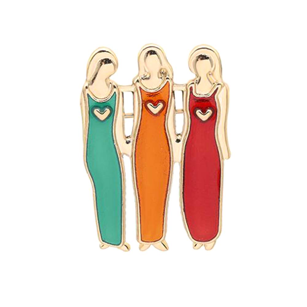TINGYA Friendship Brooch,Good Sister Personality Cute Badge Pin Sweater Breastpins for Girls Women Birthday Gift (3 Good Sisters)